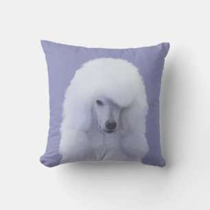 Standard Poodle White Painting - Original Dog Art Cushion