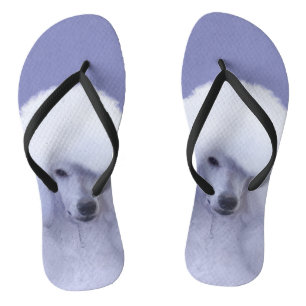 Standard Poodle White Painting - Original Dog Art Jandals