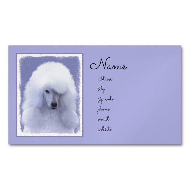 Standard Poodle White Painting - Original Dog Art Magnetic Business Card (Front)