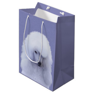 Standard Poodle White Painting - Original Dog Art Medium Gift Bag
