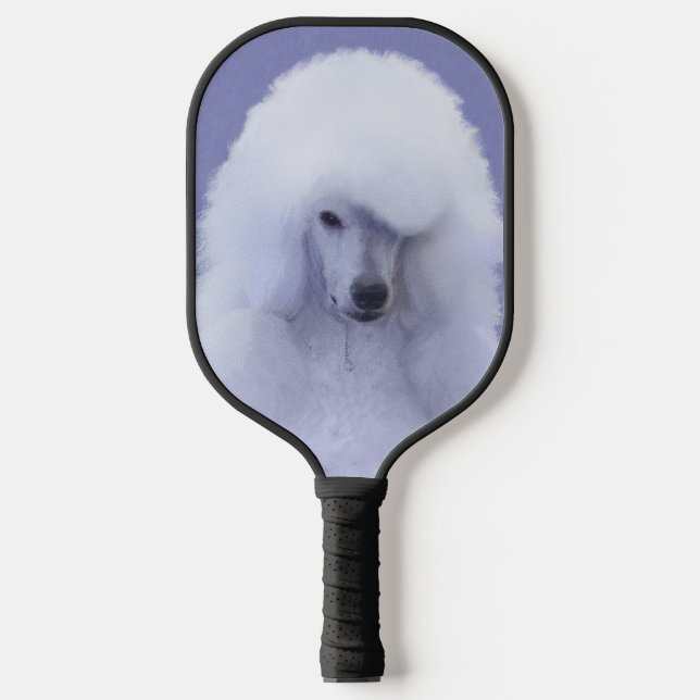 Standard Poodle White Painting - Original Dog Art Pickleball Paddle (Front)