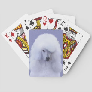 Standard Poodle White Painting - Original Dog Art Playing Cards