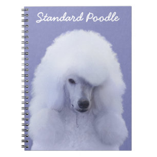 Standard Poodle White Painting - Original Dog Art Spiral Notebook