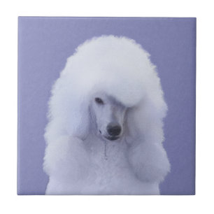 Standard Poodle White Painting - Original Dog Art Tile