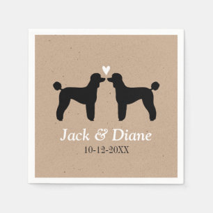 Standard Poodles Wedding Couple with Custom Text Napkin