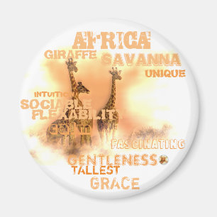 Standard Round Magnet, Unique Giraffes Magnet