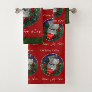 Standard Schnauzer Christmas Bath Towel Set