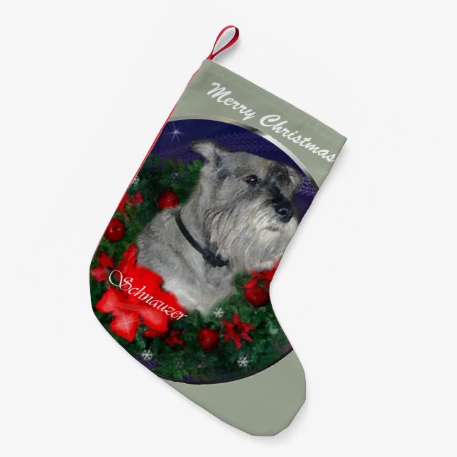 Standard Schnauzer Christmas Small Christmas Stocking (Front (Hanging))