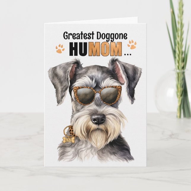 Standard Schnauzer Dog Greatest HuMOM Mother's Day Holiday Card (Front)