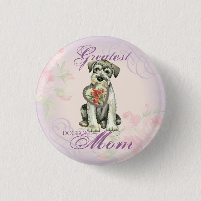 Standard Schnauzer Heart Mum 3 Cm Round Badge (Front)