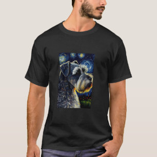 Standard Schnauzer in Starry Night Painting Dog Mo T-Shirt