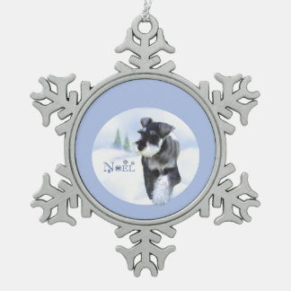 Standard Schnauzer Noel Keychain Snowflake Pewter Christmas Ornament