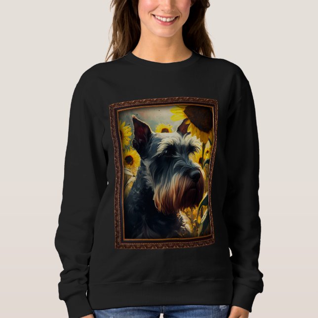 Standard Schnauzer Painting Sunflower Flower Mom W Sweatshirt (Front)