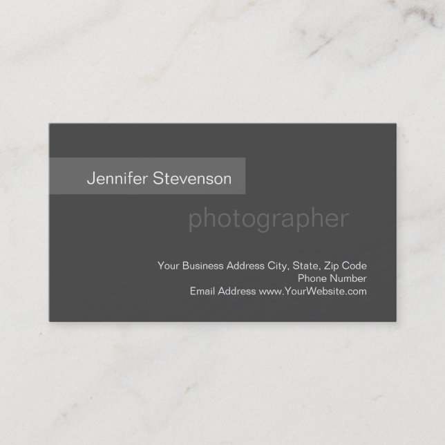 Standard Size Grey Trend Photography Business Card (Front)