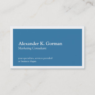 Standard white border solid colbalt blue classic business card