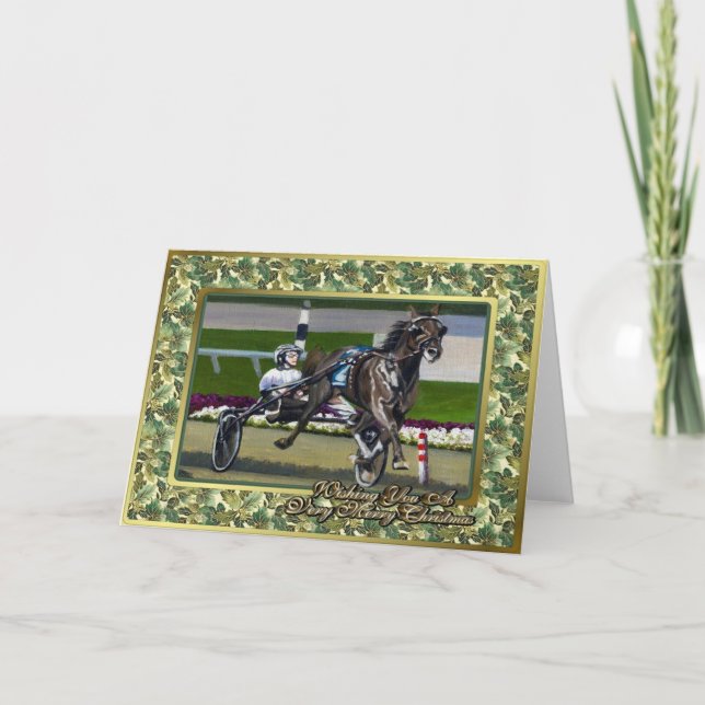 Standardbred Race Horse Blank Christmas Card (Front)