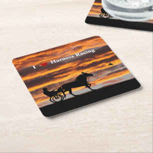 Standardbred Trotting Racehorse Paper Coaster