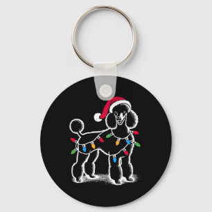 Standards Poodle Christmas Lights Santa Hat Xmas D Key Ring