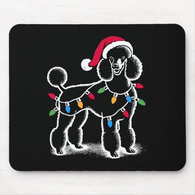 Standards Poodle Christmas Lights Santa Hat Xmas D Mouse Pad (Front)