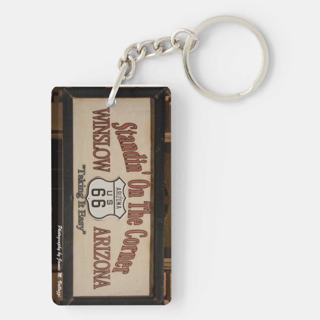 Standin' On The Corner in Winslow, AZ. Key Ring (Back)