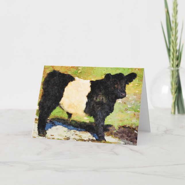 Standing Belted Galloway steer calf Blank Inside Holiday Card (Front)