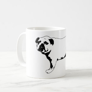 Standing Bulldog Silhouette Black and White Art Coffee Mug