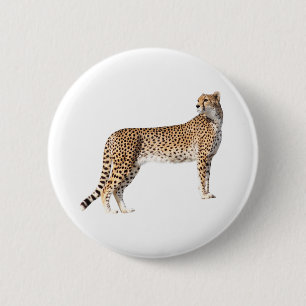 Standing cheetah 6 cm round badge