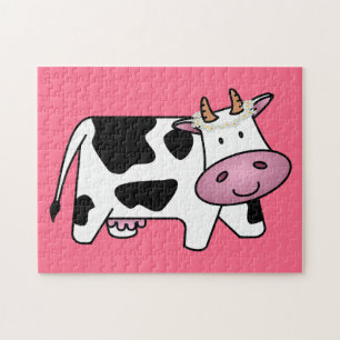 Standing Cow with Daisies Jigsaw Puzzle