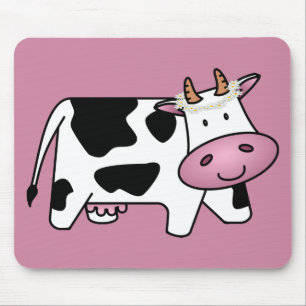 Standing Cow with Daisies Mouse Pad