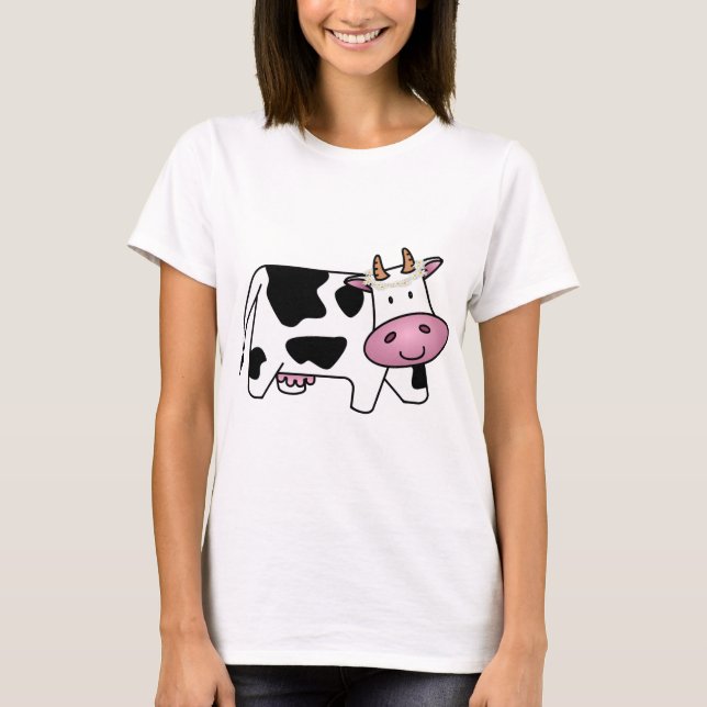 Standing Cow with Daisies T-Shirt (Front)