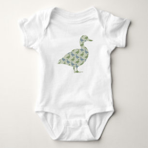 Standing Duck with Diagonal Duck Silhouette Baby Bodysuit