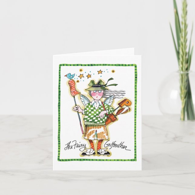 Standing Fairy Golfmother in green Note Card (Front)
