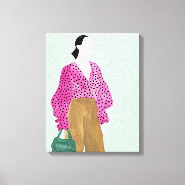 Standing Fashion Figure - Polka Dot Top Canvas Print (Front)