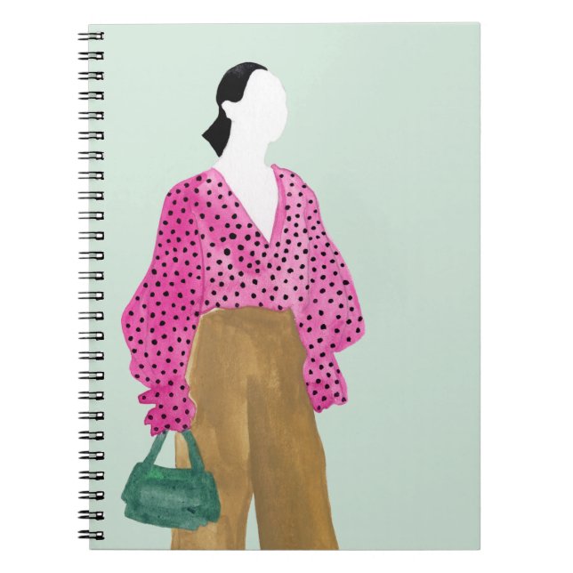 Standing Fashion Figure - Polka Dot Top Notebook (Front)