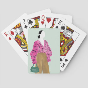 Standing Fashion Figure - Polka Dot Top Playing Cards