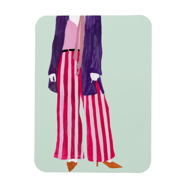 Standing Fashion Figure - Striped Pants Magnet (Vertical)