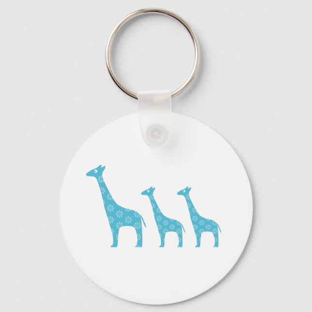 Standing Giraffes (Blue) Key Ring (Front)