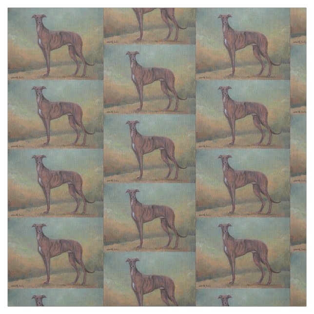 Standing Greyhound Dog Art Fabric (Swatch)