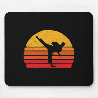 Standing Karate Kick 80's Sun Style Graphic Mouse Pad