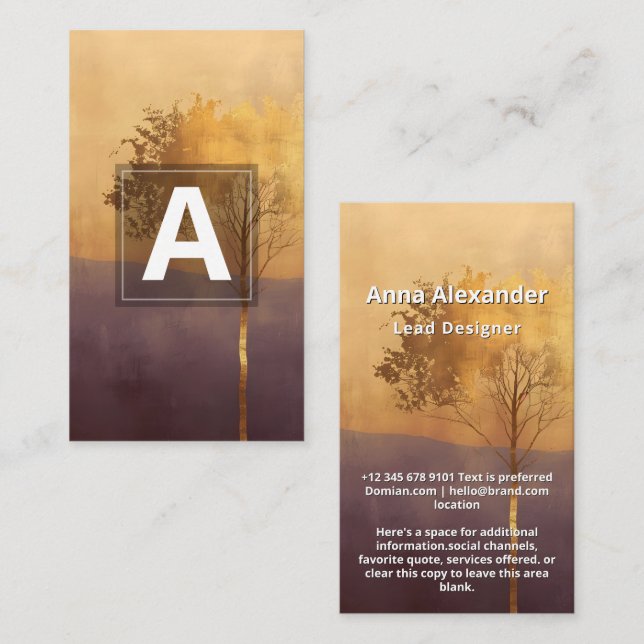 Standing Light | Tree Minimal Design  Business Card (Front/Back)
