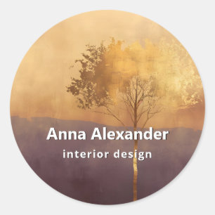 Standing Light Tree Minimal Design Classic Round Sticker