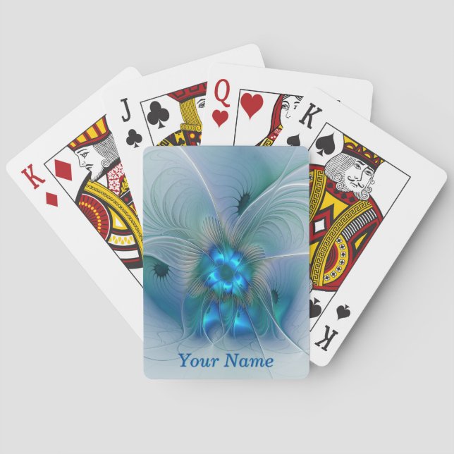 Standing Ovations Abstract Blue Fractal Art Name Playing Cards (Back)