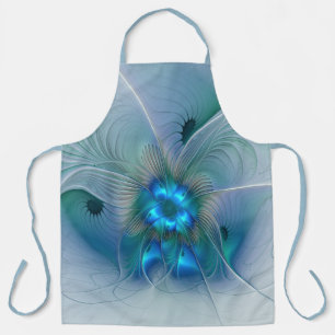 Standing Ovations, Abstract Blue Turquoise Fractal Apron