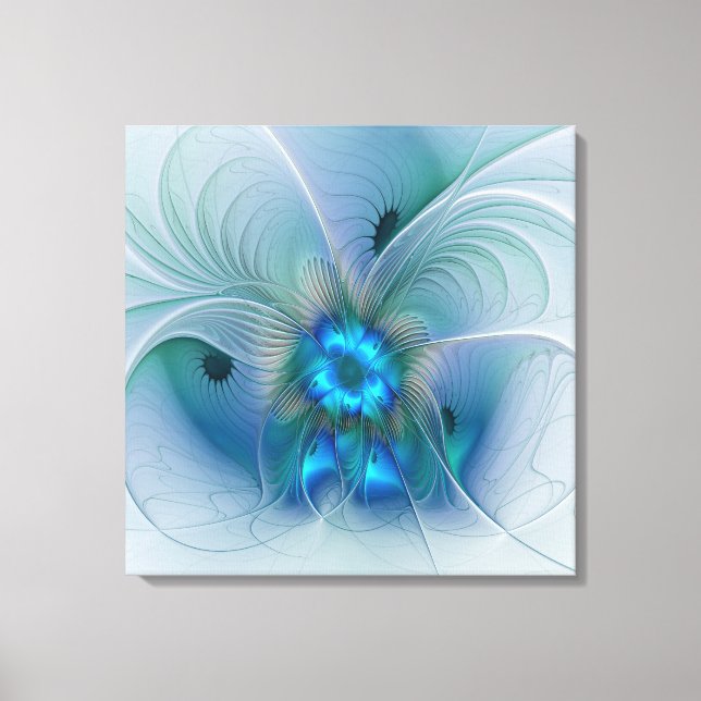 Standing Ovations, Abstract Blue Turquoise Fractal Canvas Print (Front)