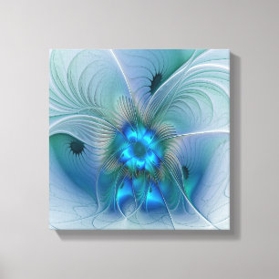 Standing Ovations, Abstract Blue Turquoise Fractal Canvas Print