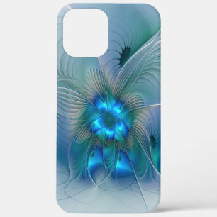 Standing Ovations, Abstract Blue Turquoise Fractal iPhone 12 Pro Max Case
