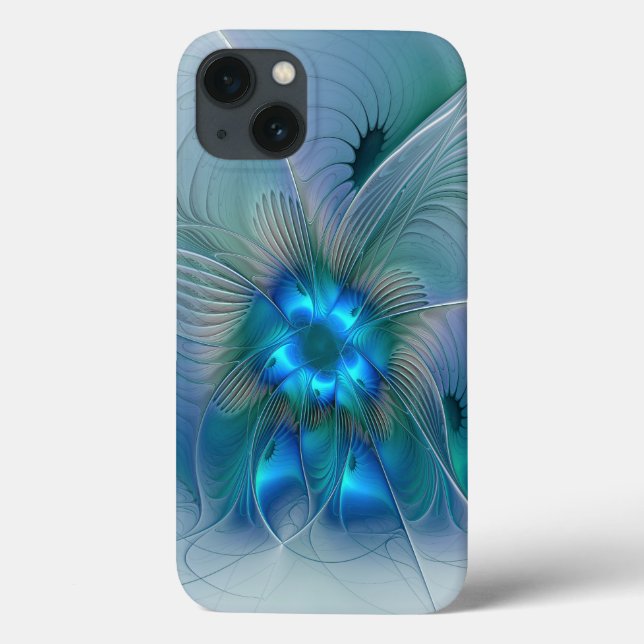 Standing Ovations, Abstract Blue Turquoise Fractal Case-Mate iPhone Case (Back)
