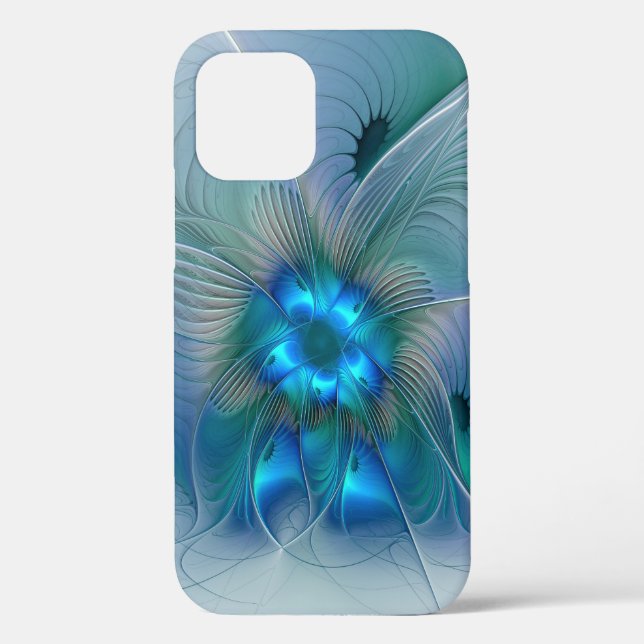 Standing Ovations, Abstract Blue Turquoise Fractal Case-Mate iPhone Case (Back)