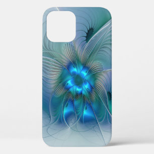 Standing Ovations, Abstract Blue Turquoise Fractal iPhone 12 Pro Case