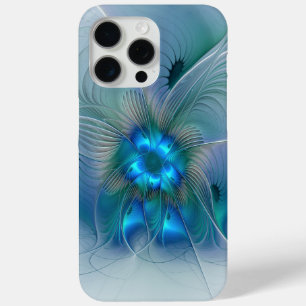 Standing Ovations, Abstract Blue Turquoise Fractal iPhone 15 Pro Max Case